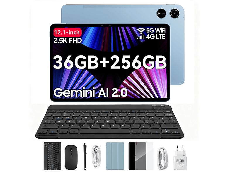 BLACKVIEW MEGA 3, Tablet, 256 GB, 12 Zoll, Blau