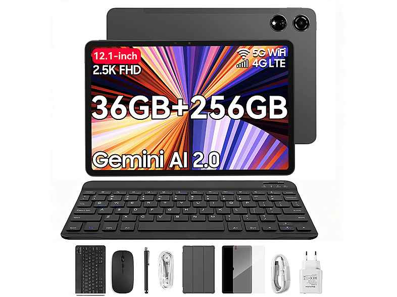 BLACKVIEW MEGA 3, Tablet, 256 GB, 12 Zoll, Grau