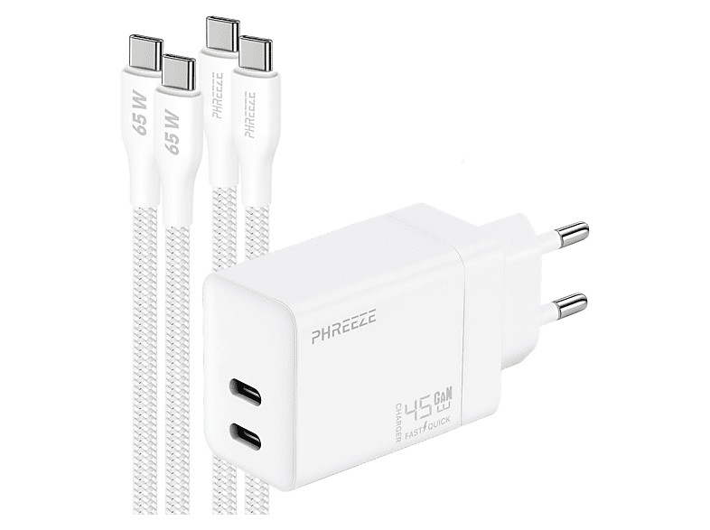 PHREEZE 45w Oplader Usb C 2 Poorten Usb C Naar Usb C Kabels 1 Meter Snellader 166796983