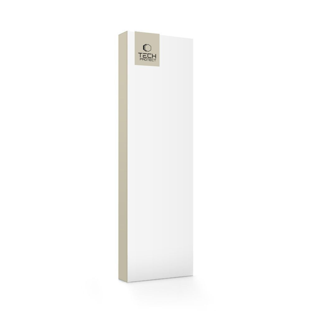 Una scatola rettangolare bianca con un lato beige chiaro. C'è un logo che dice 'TECH PROTECT' in alto.