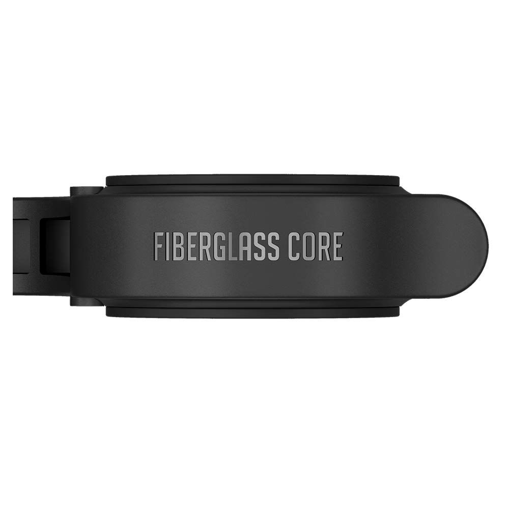 Componente de reloj negro con texto 'FIBERGLASS CORE'. Tiene forma rectangular con bordes redondeados. Aislado sobre fondo blanco.