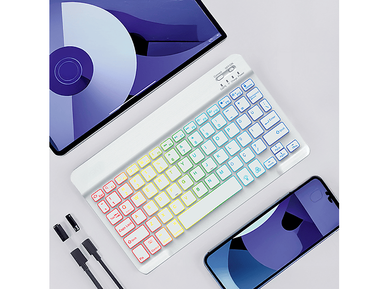 TORIMA TMK-09 Şarj Edilebilir RGB Işıklı Kablosuz Bluetooth Klavye