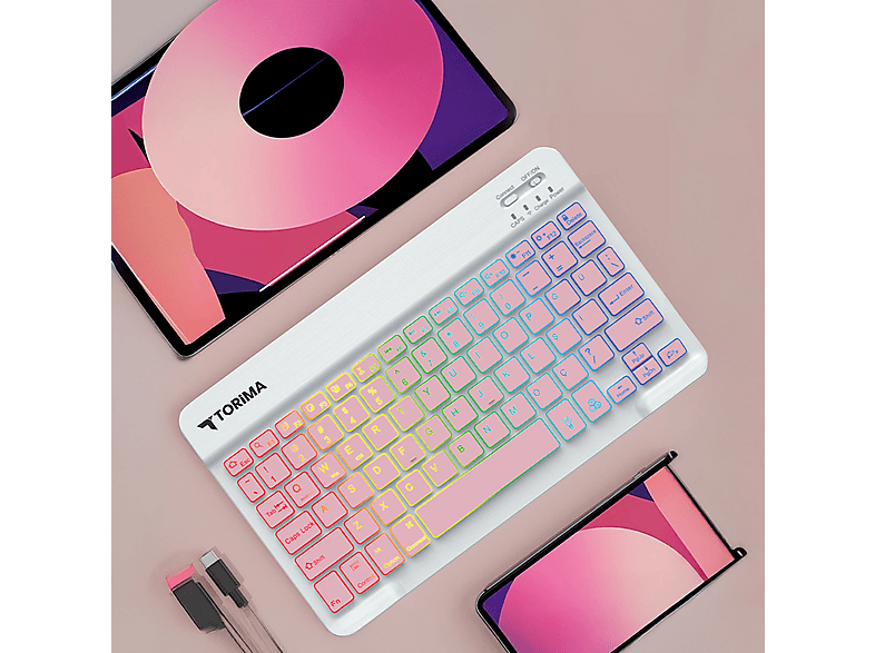 TORIMA TMK-09 Şarj Edilebilir RGB Işıklı Kablosuz Bluetooth Klavye