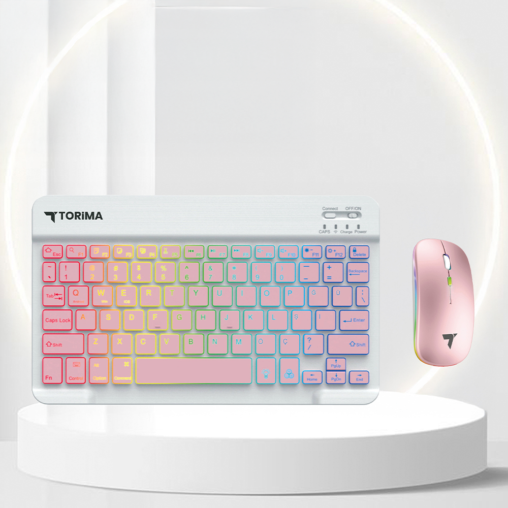 mikimiki　同梱 TORIMA TMK-09 Şarj Edilebilir RGB Işıklı Kablosuz Bluetooth Klavye