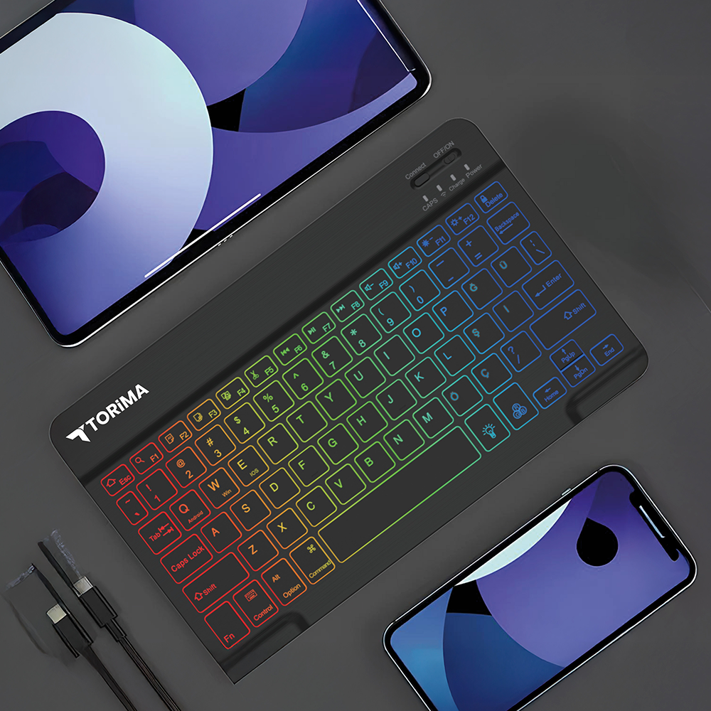 TORIMA TMK-09 Şarj Edilebilir RGB Işıklı Kablosuz Bluetooth Klavye