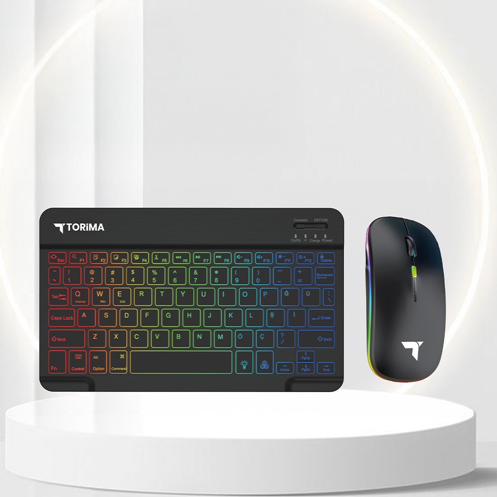 TORIMA TMK-09 Şarj Edilebilir RGB Işıklı Kablosuz Bluetooth Klavye