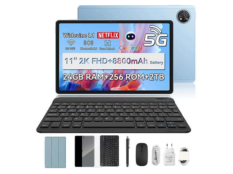 BLACKVIEW ZENO 10 5G Mit Tastatur (QWERTY), Tablet, 256 GB, 11 Zoll, Blau