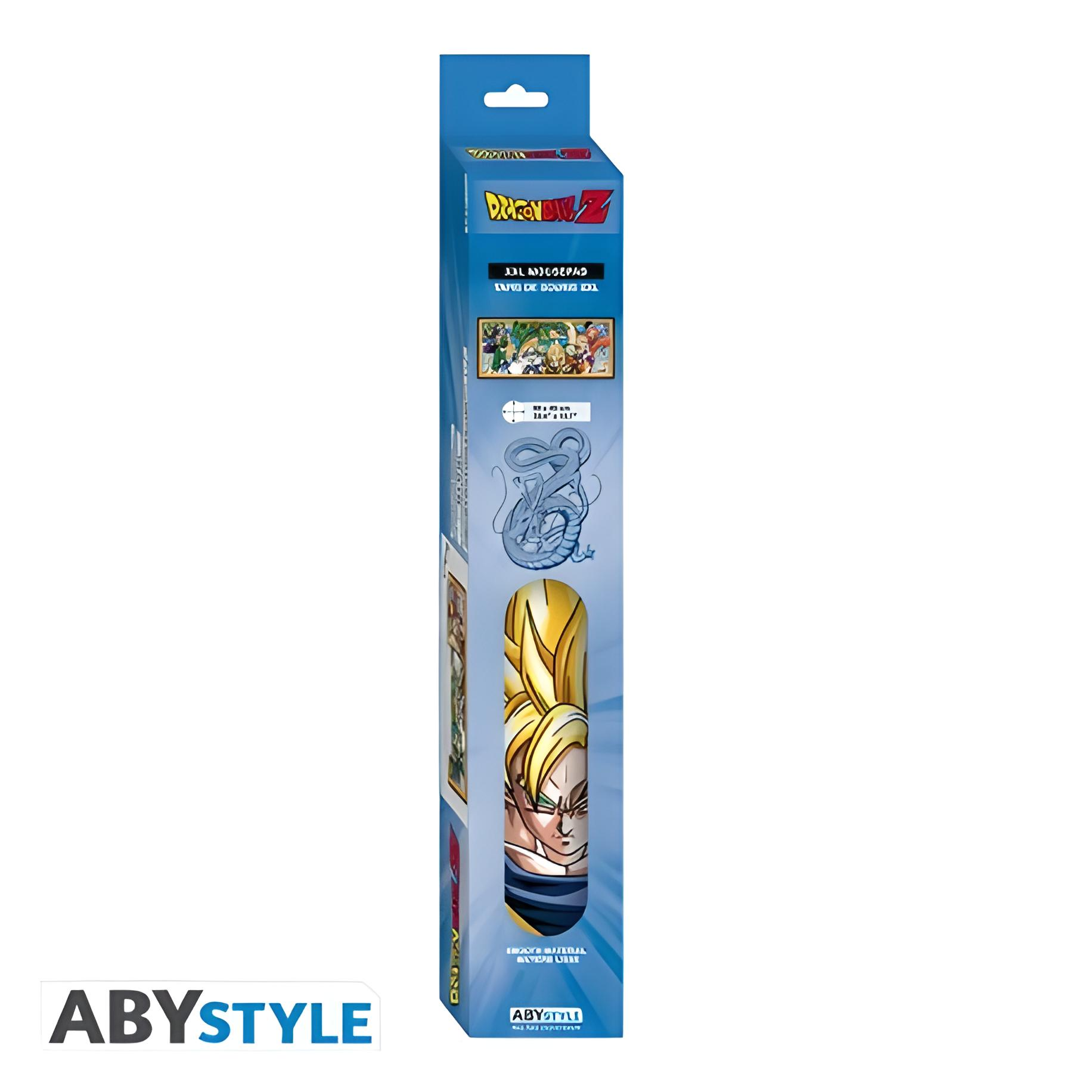 Dragon Ball Z Poster-Verpackung. Mit Goku und Shenron. Blaue Box mit ABYstyle-Logo.
