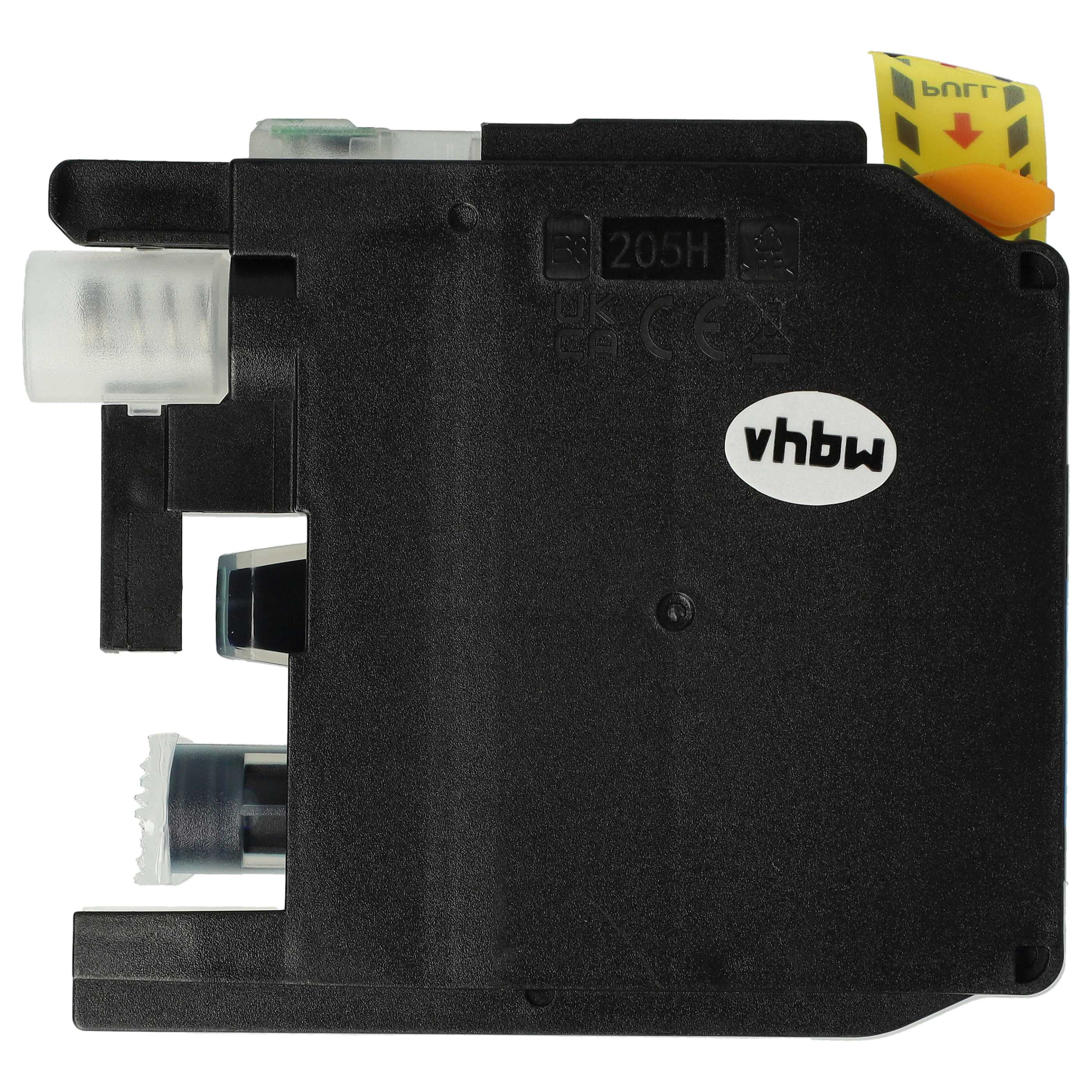 Schwarzes elektrisches Bauteil mit weißen, transparenten und gelben Teilen. Das Bauteil hat Markierungen und den Text "vhbw".