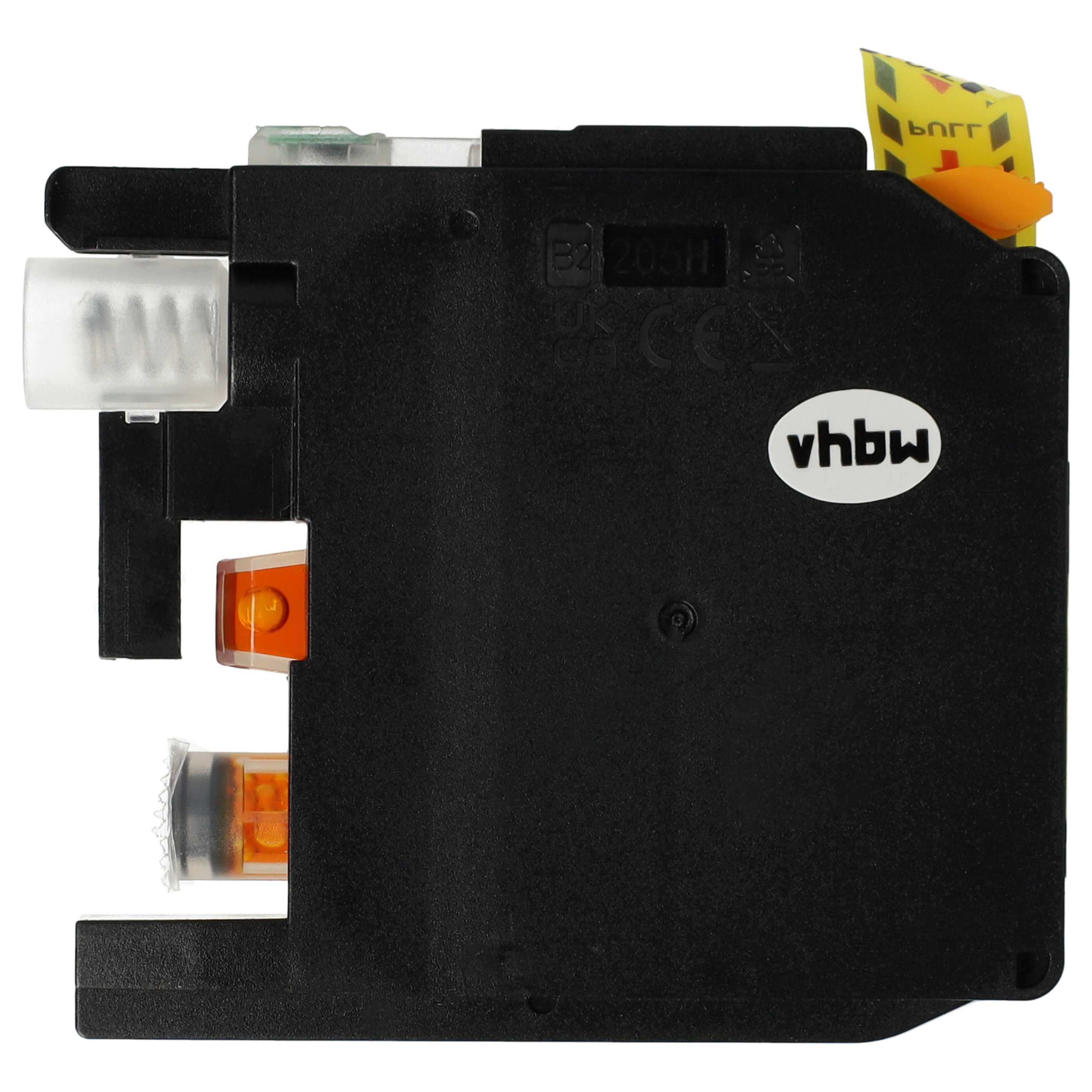 Schwarze elektrische Komponente mit orangefarbenen und transparenten Teilen. Oben rechts ist ein gelbes Etikett zu sehen.