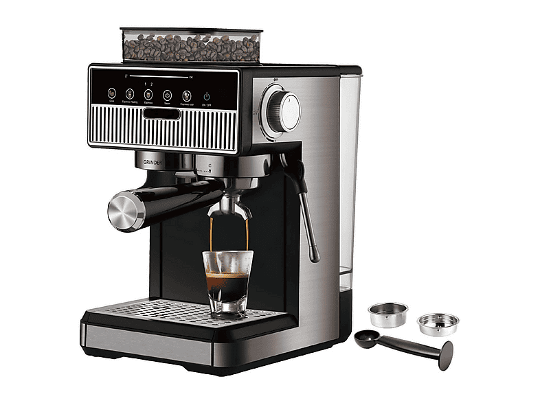 OOKURA 20 Bar Mahlwerk 1,7L Espresso-Maschine Schwarz