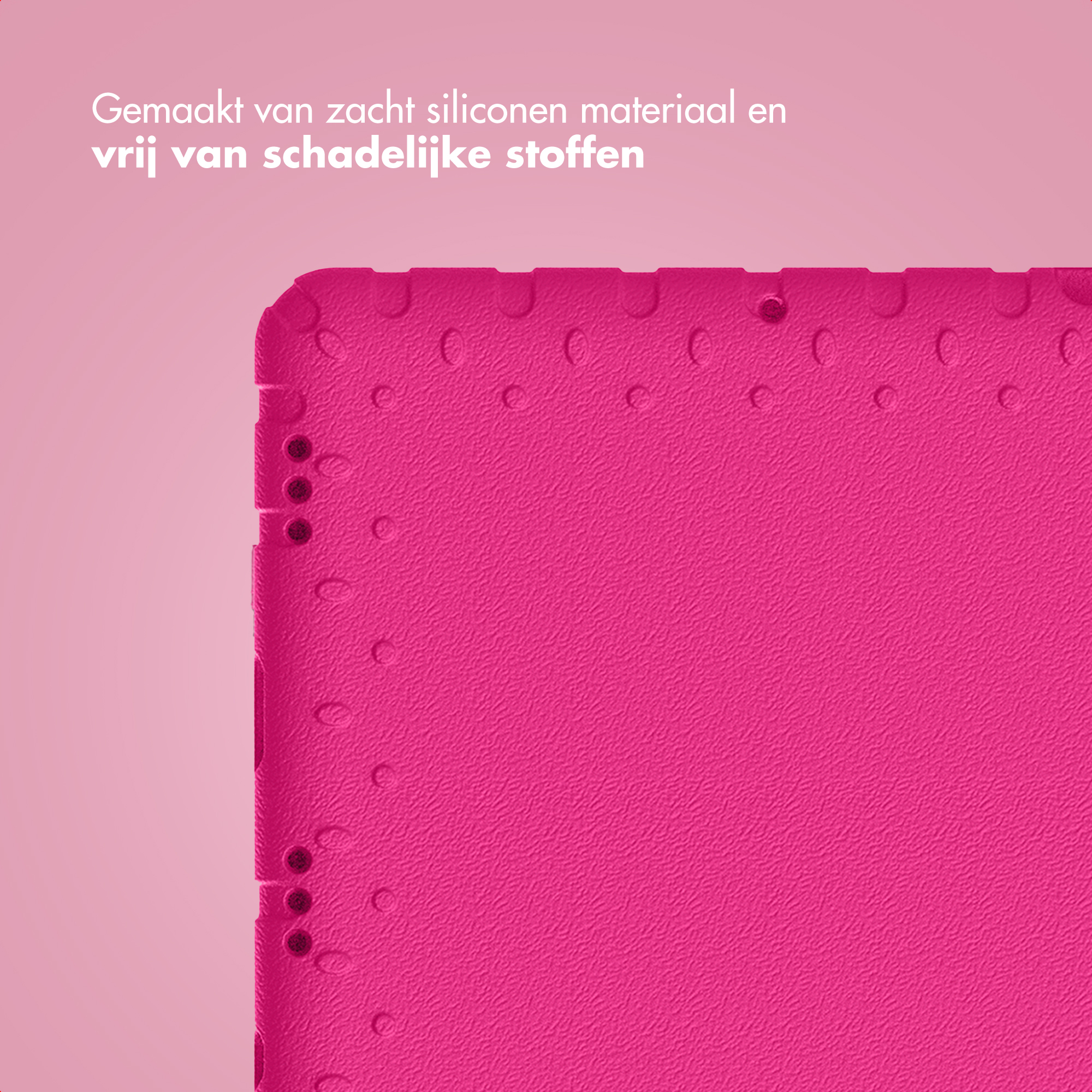 Close-up van een roze oppervlak met kleine gaatjes en een roze gradiënt achtergrond.