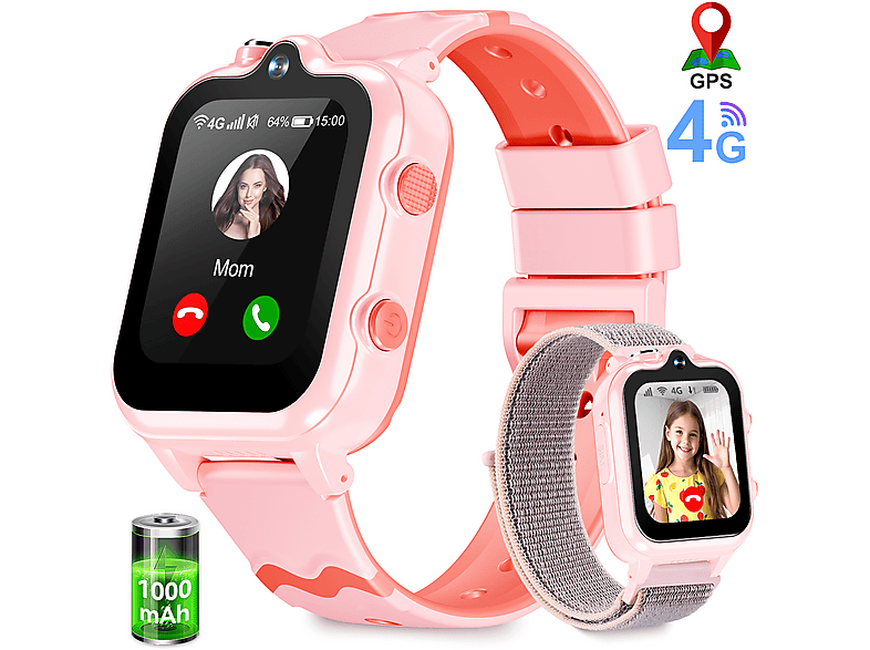 RALIO D35 Kinder Smartwatch ABS Silikon, 200 mm, Rosa