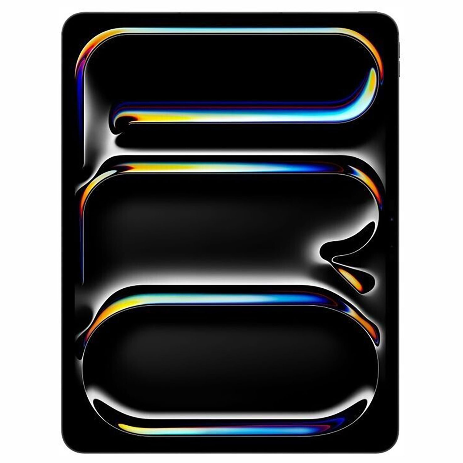 Abstrakcyjna grafika cyfrowa tabletu. Ma czarne tło z neonowymi liniami i kształtami w kolorze niebieskim, żółtym i pomarańczowym.