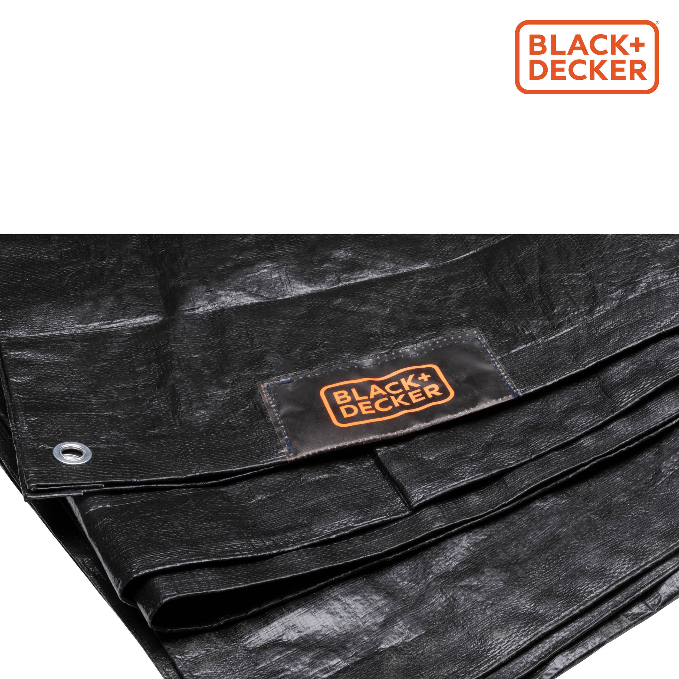 Telone nero con logo Black+Decker in alto a destra. Primo piano mostra la trama e un occhiello.