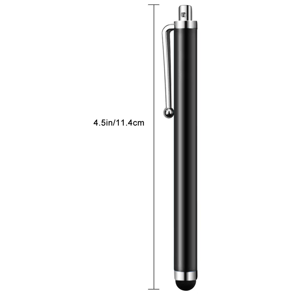 Ein schwarzer Stift mit silbernem Clip und Spitze. Die Länge ist mit 4,5 Zoll/11,4 cm angegeben.
