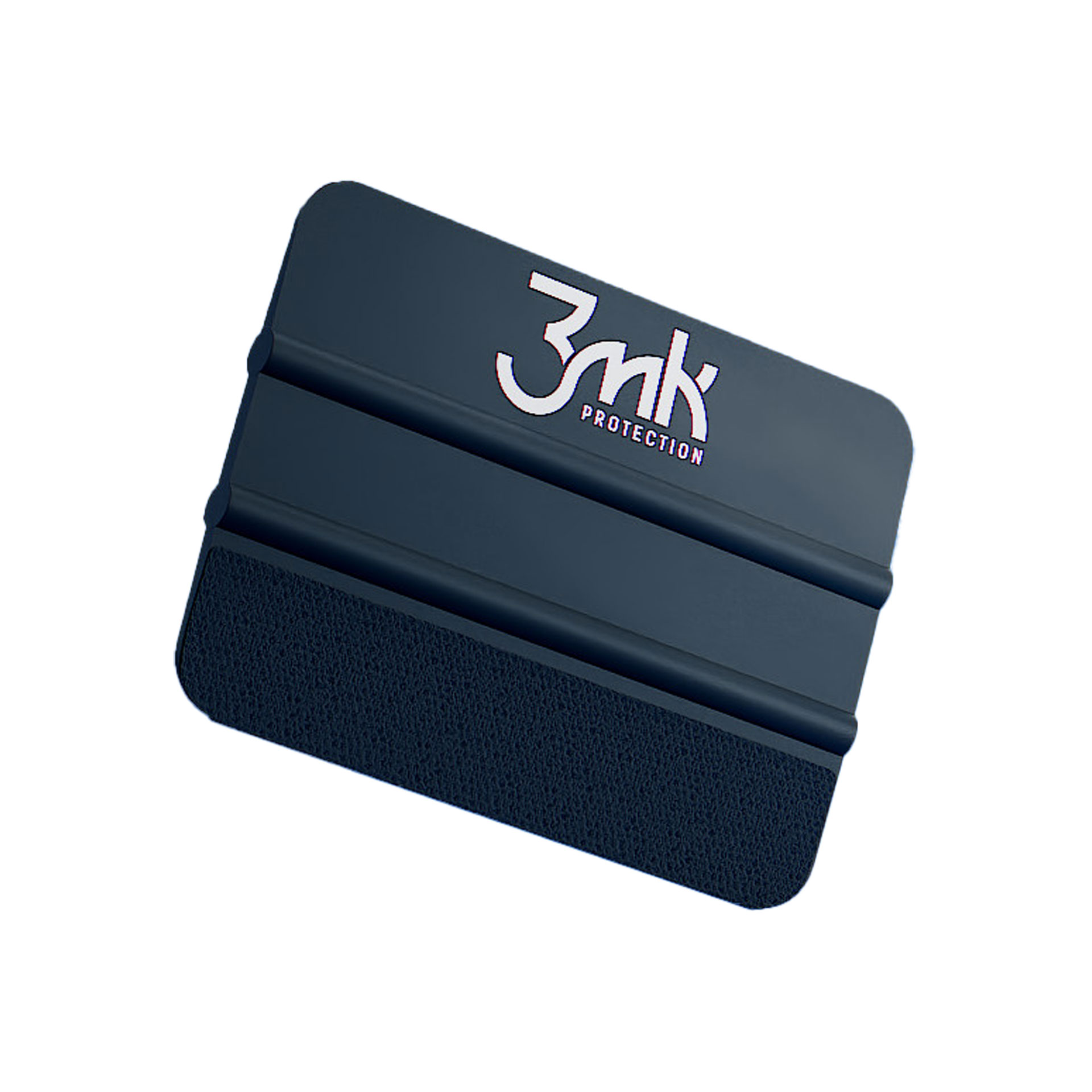 Czarne plastikowe ściągaczka z teksturowaną krawędzią i białym logo, na białym tle.