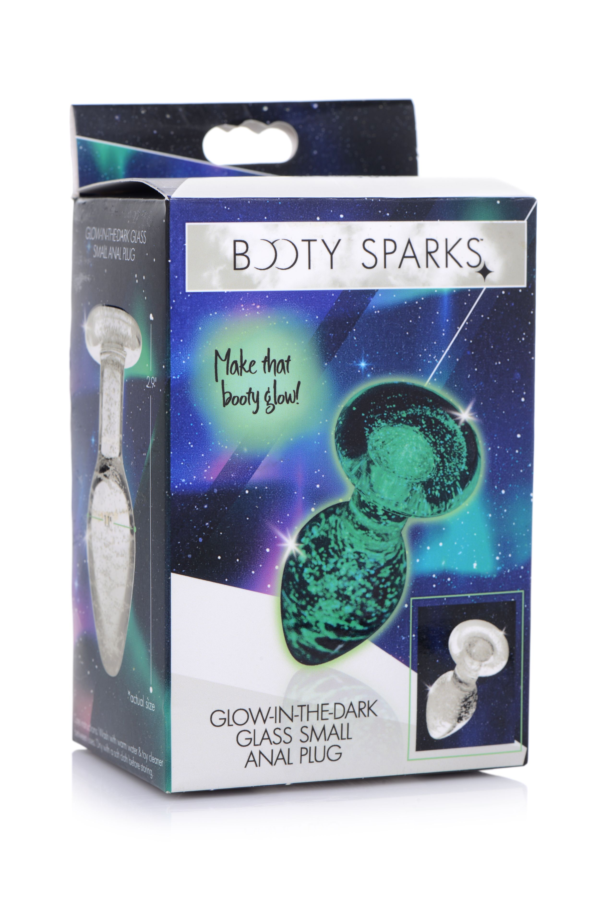 XR BRANDS Glow-In-The-Dark Glas-Analplug | Klein Analplugs
