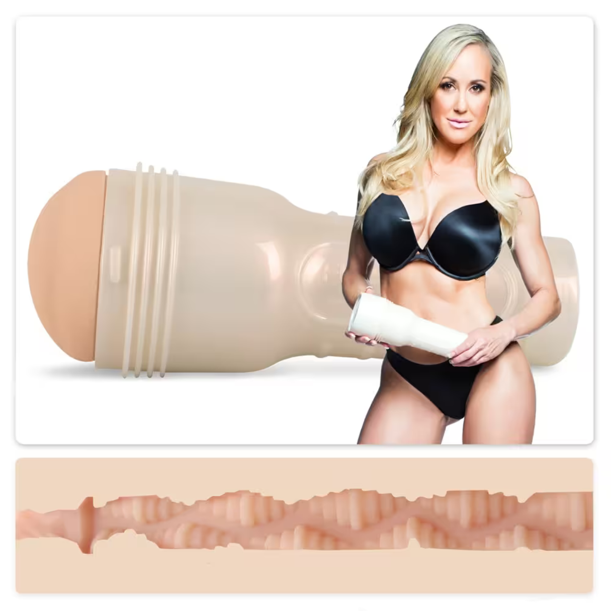 vibrator empfehlung Schlafende junge Frau liegend auf Bett mit Vibrator, close-up  Stockfotografie main image 1