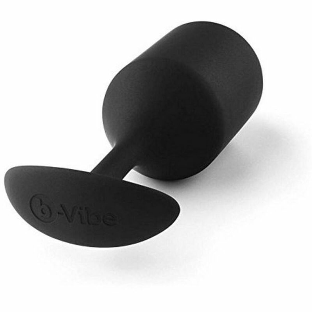 Ein schwarzer Analplug mit rundem Sockel und einem ausgestellten, ovalen Griff. Auf dem Griff ist 'O-Vibe' aufgedruckt. Weißer Hintergrund.