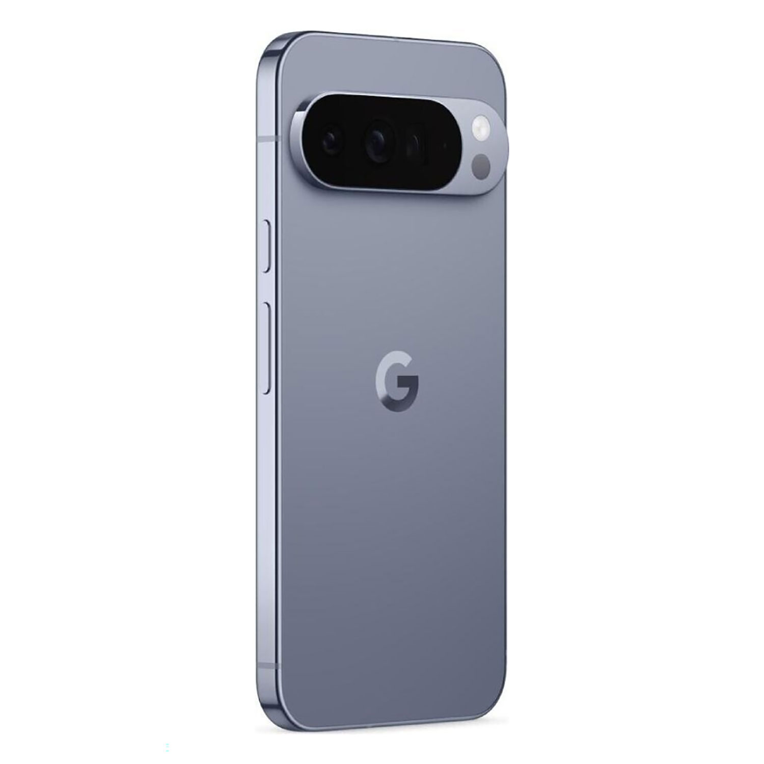 Szary smartfon z paskiem aparatu. Posiada logo Google z tyłu. Telefon jest pod kątem, pokazując bok.