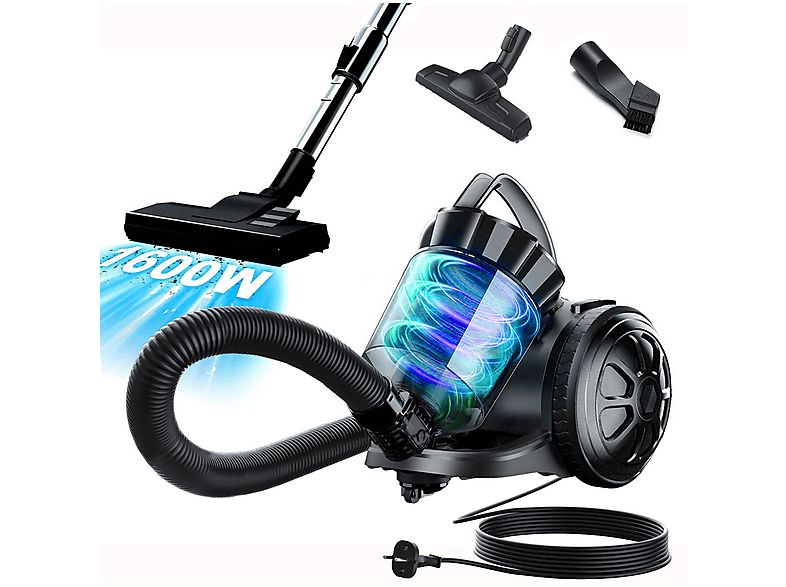 MSOVAEU LD-620 Staubsauger, maximale Leistung: 1600 Watt, Schwarz)