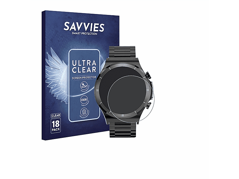 SAVVIES 18x klare Schutzfolie (für FANTTIK Smartwatch 1.39")