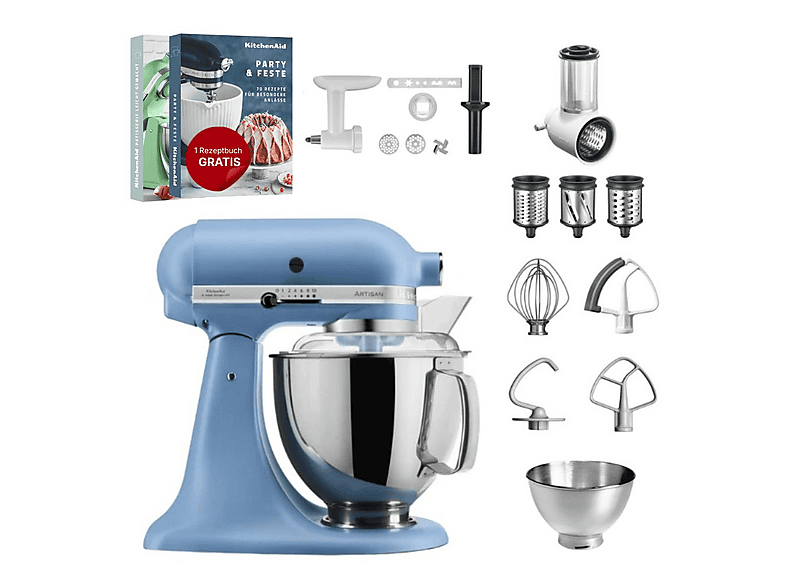 KITCHENAID 5KSM175 Set Küchenmaschine Vintage Blue (300 Watt)