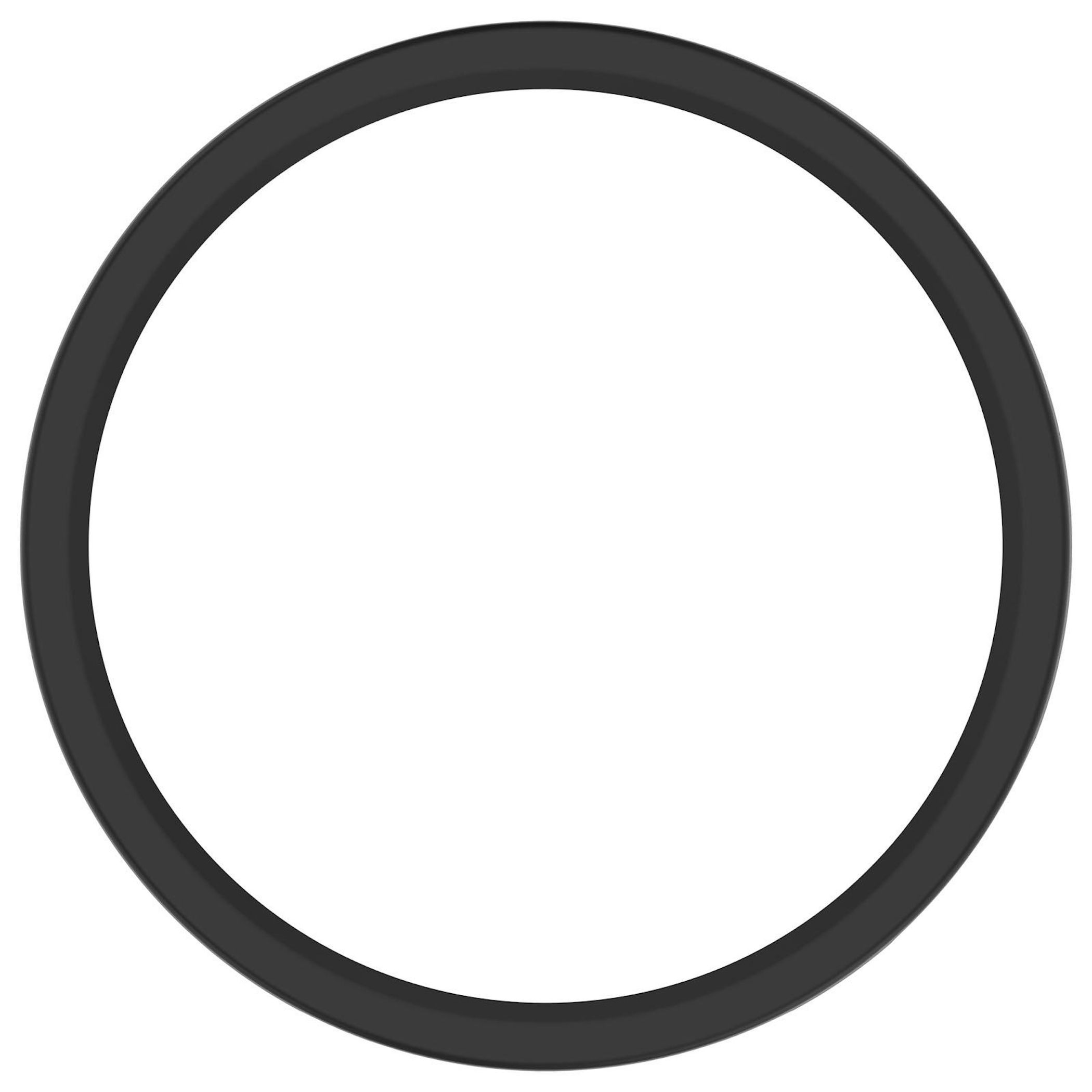 Eine schwarze Kreisform auf weißem Hintergrund. Es ist ein dicker Ring mit abgerundetem Profil.