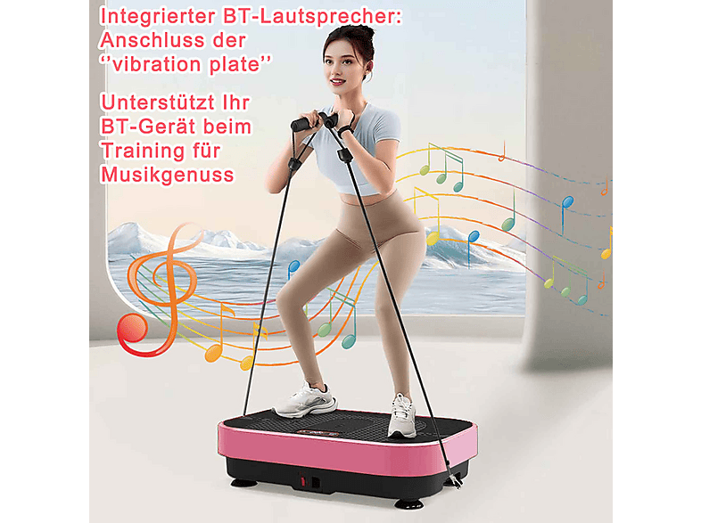 DEBUY 200W Bluetooth 150kg Belastbar Vibrationsplatte, Rosa