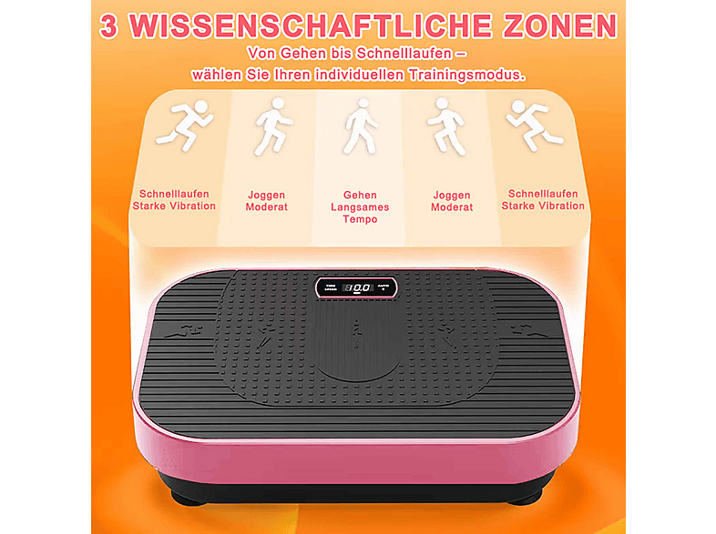 DEBUY 200W Bluetooth 150kg Belastbar Vibrationsplatte, Rosa