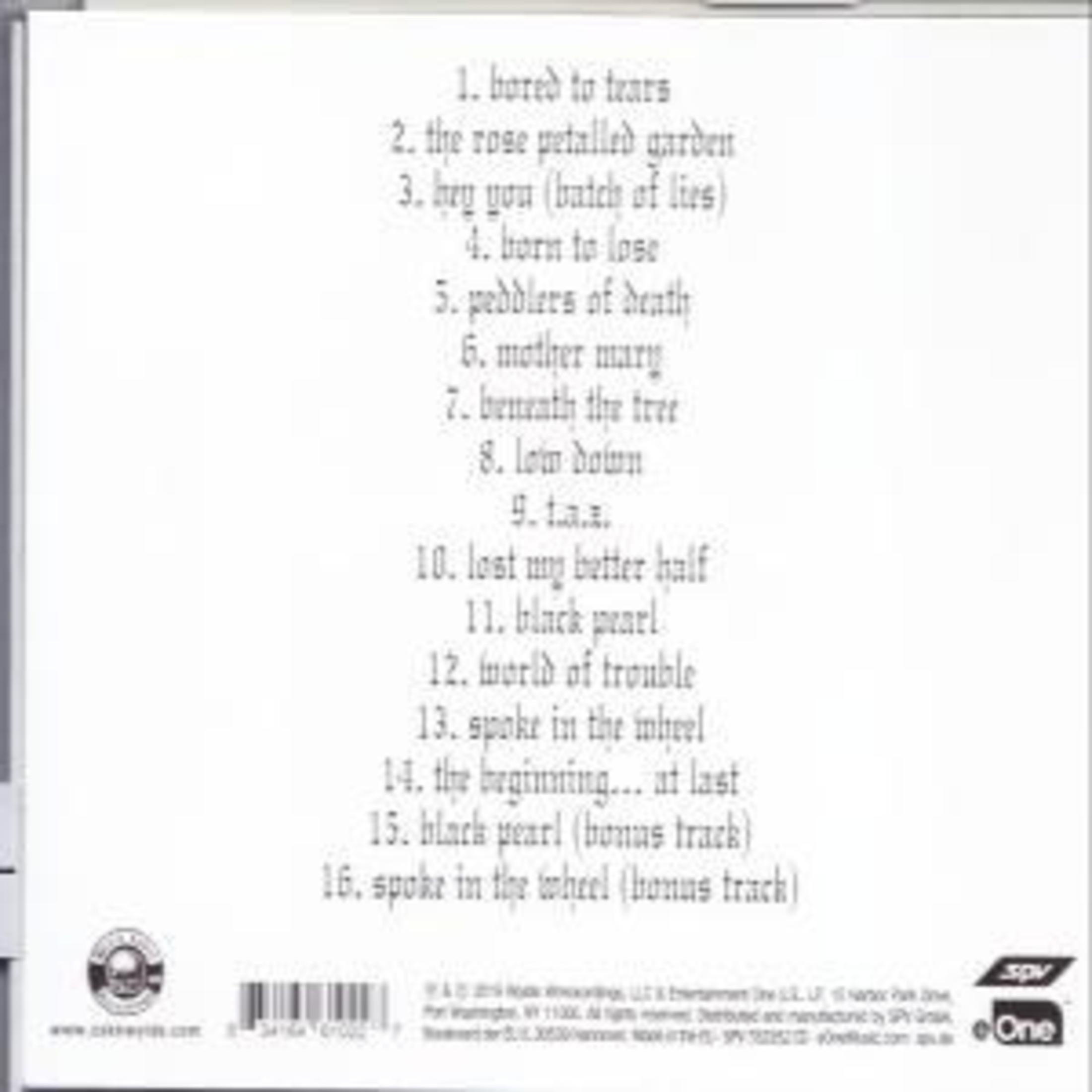 CD-Cover mit Titelliste auf weißem Hintergrund. Der Text enthält Albumname und Titel.