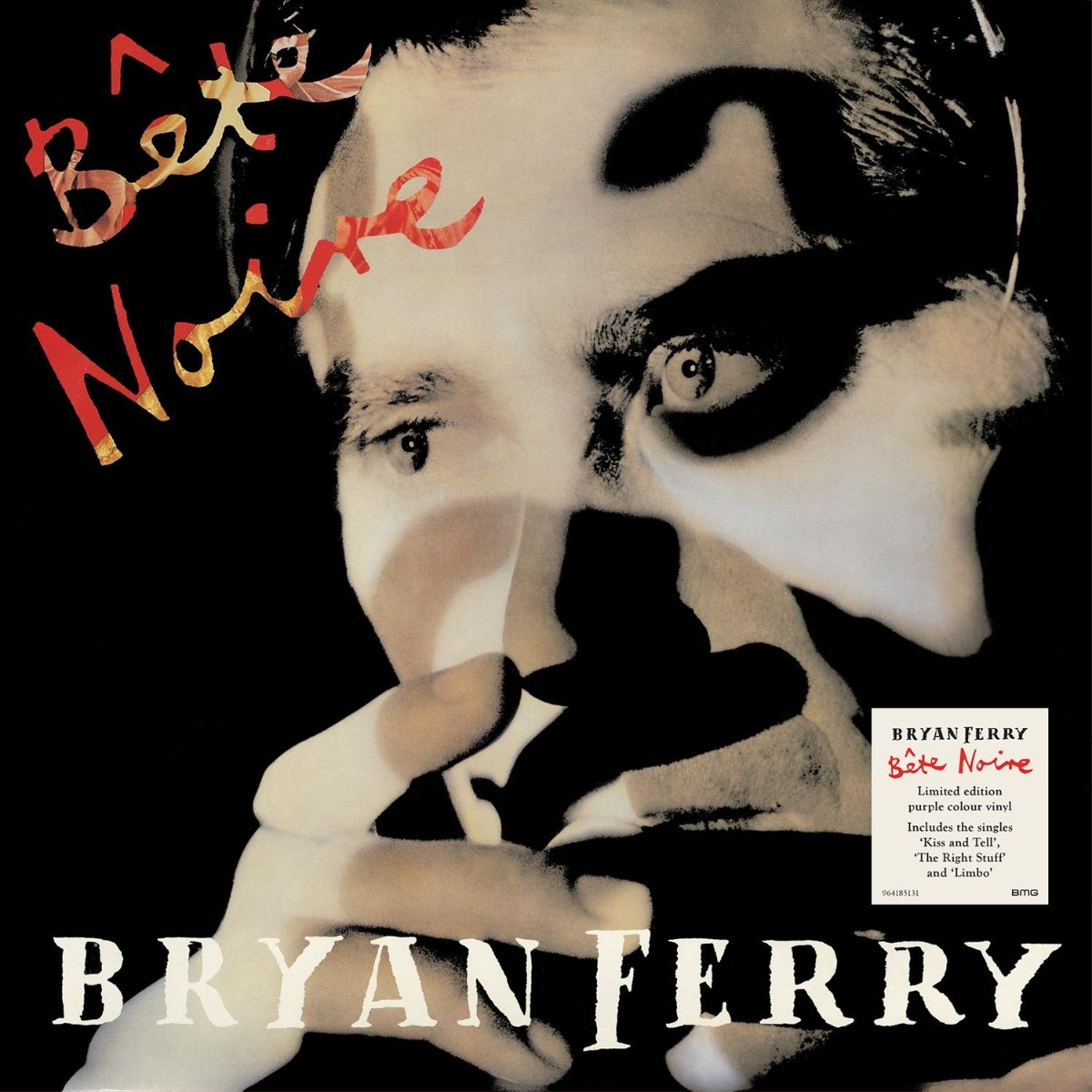 Copertina dell'album con il volto di Bryan Ferry, titolo 'Bête Noire' in rosso, sfondo nero e dettagli dell'album. Vinile viola in edizione limitata.