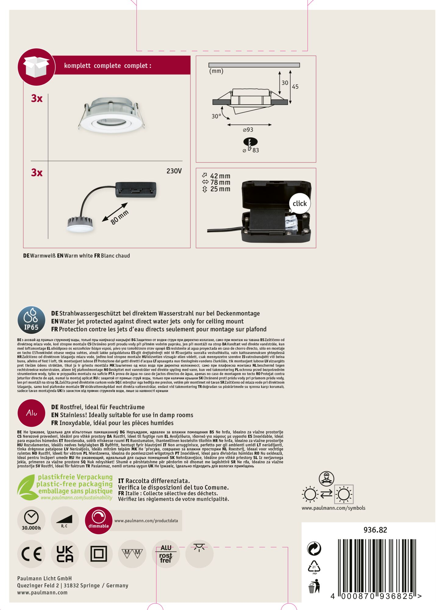 L'image présente une étiquette de produit avec les détails et les spécifications techniques.