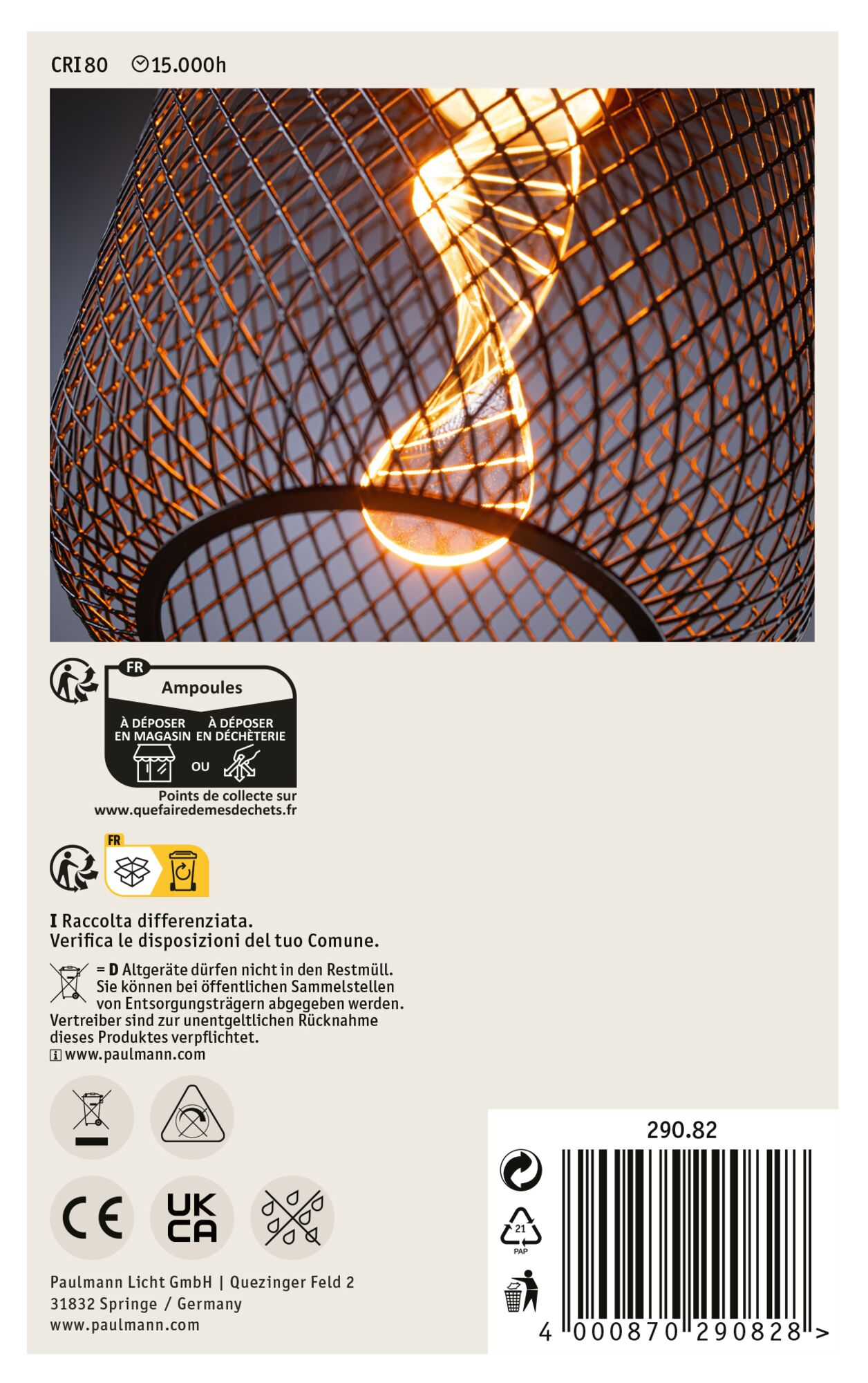 Dekoracyjna lampa z czarnym kloszem z drucianej ramy. Ciepłe światło żarówki prześwituje przez otwory w kształcie rombu.