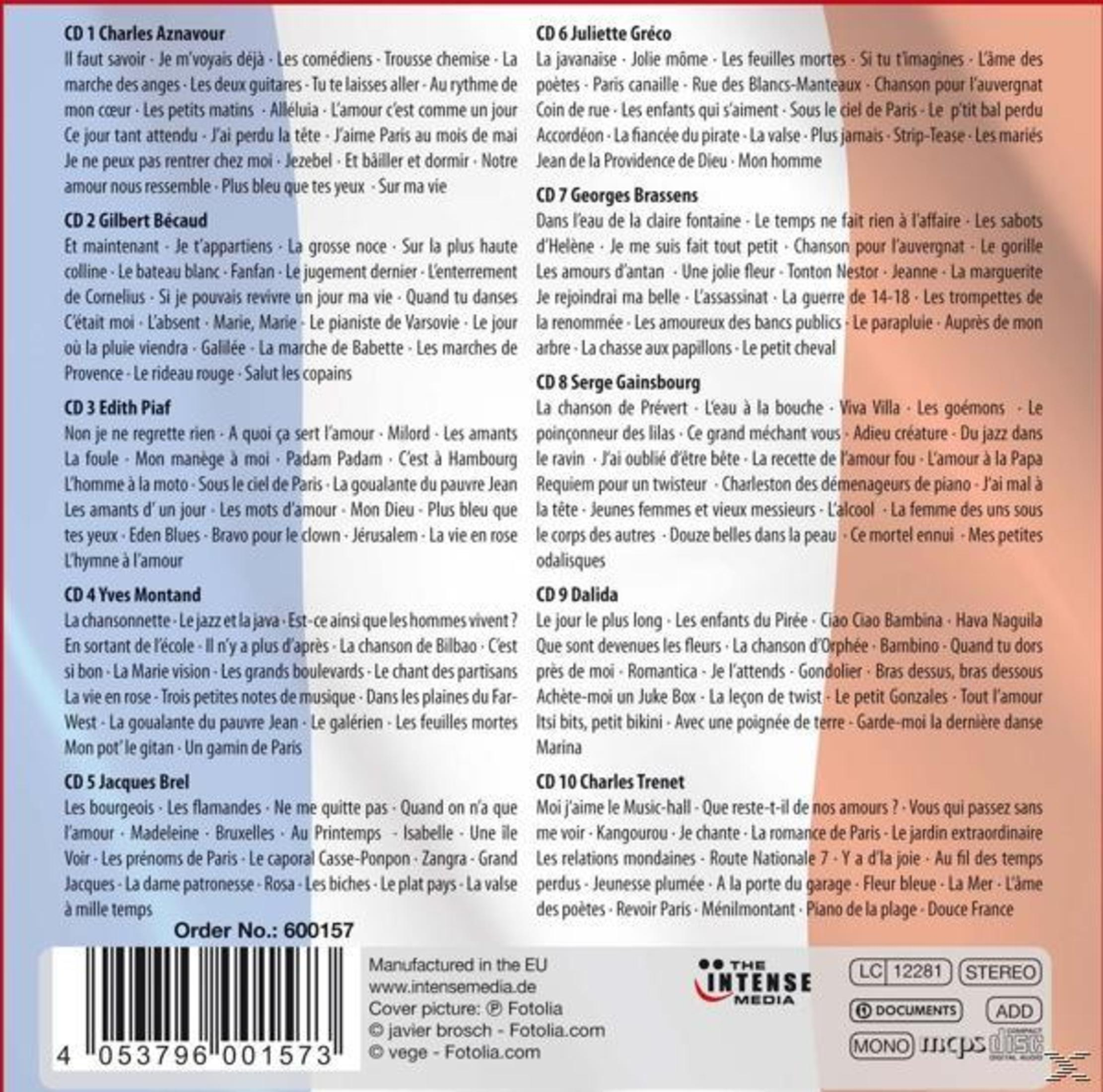 Tekst van een cd-hoes, met titels en namen van artiesten.