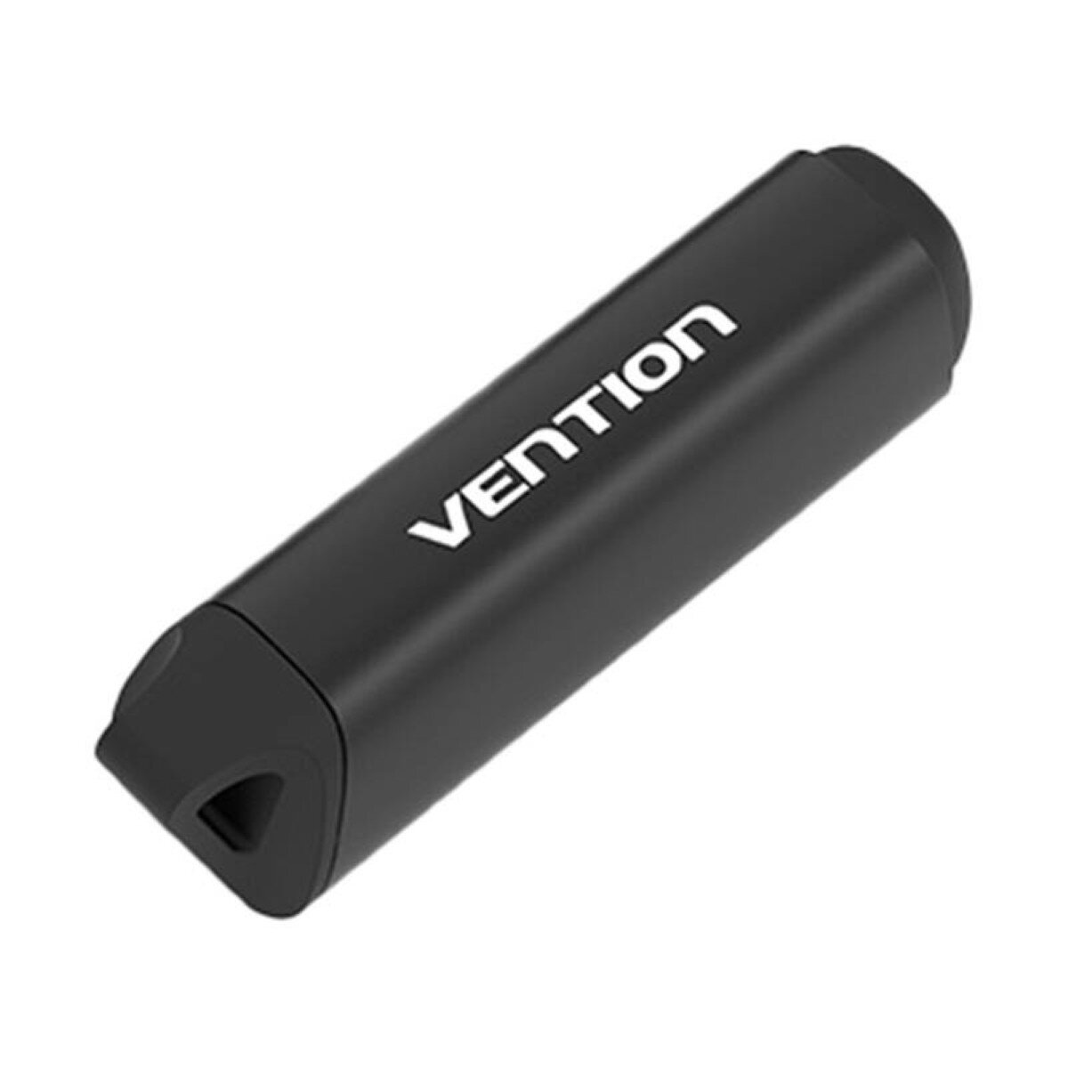 Un adattatore USB Vention nero, su sfondo bianco. Il marchio è in lettere bianche. L'adattatore ha un'estremità triangolare.