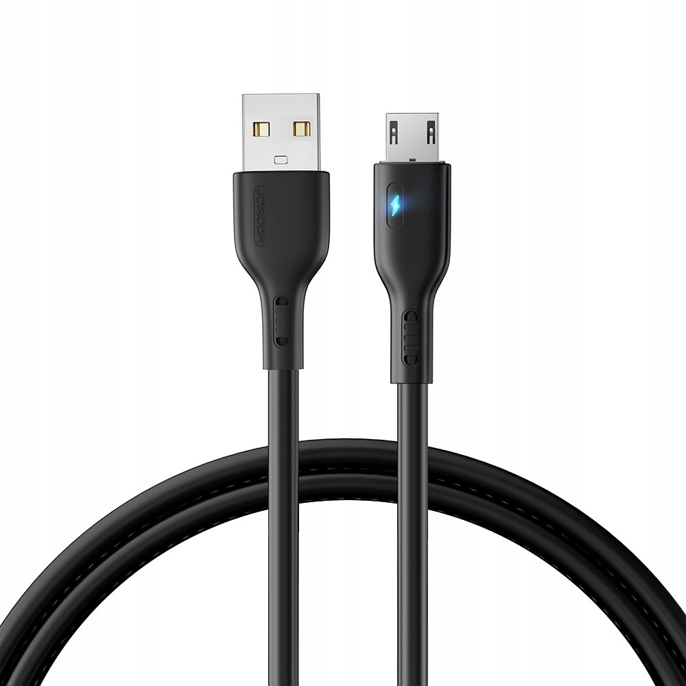 Due cavi USB neri con connettori. Uno ha un connettore USB-A e l'altro micro-USB con icona di ricarica.