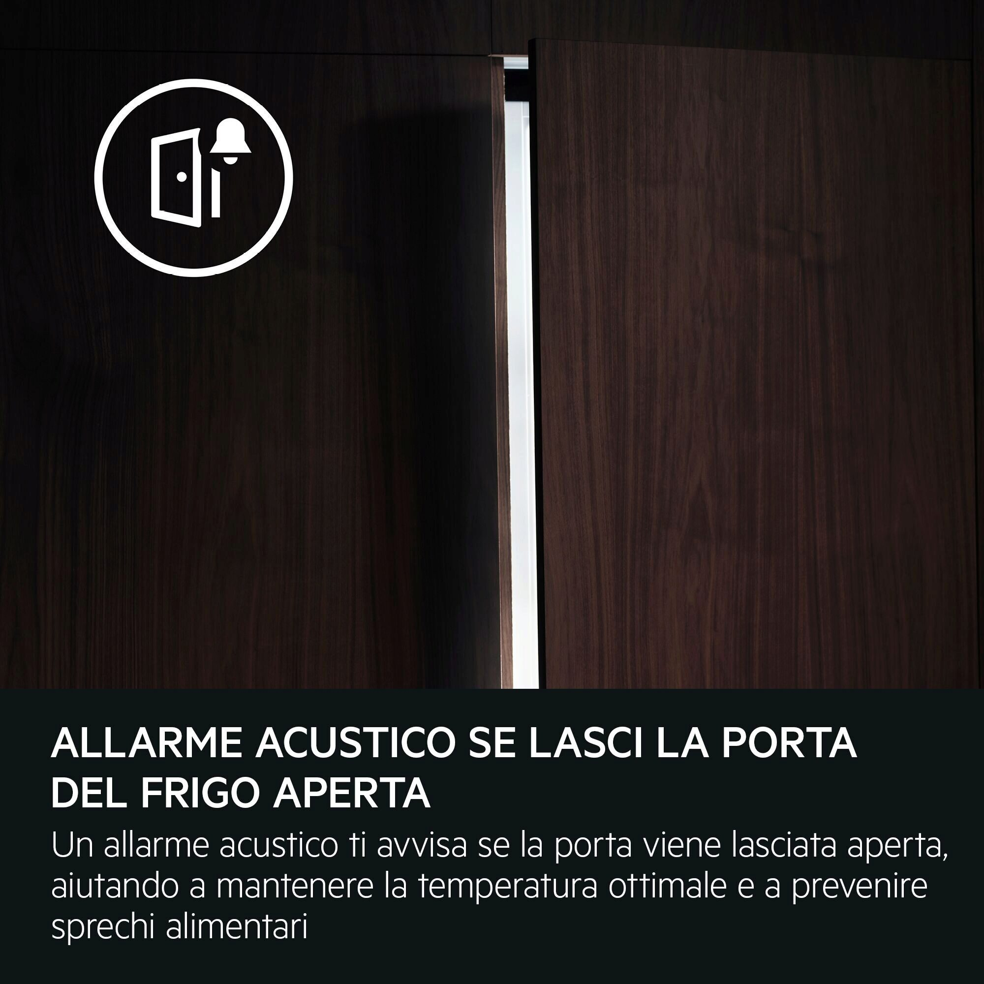 Puertas de armario marrón oscuro con luz blanca en el medio. Un gráfico con una campana y una puerta arriba.