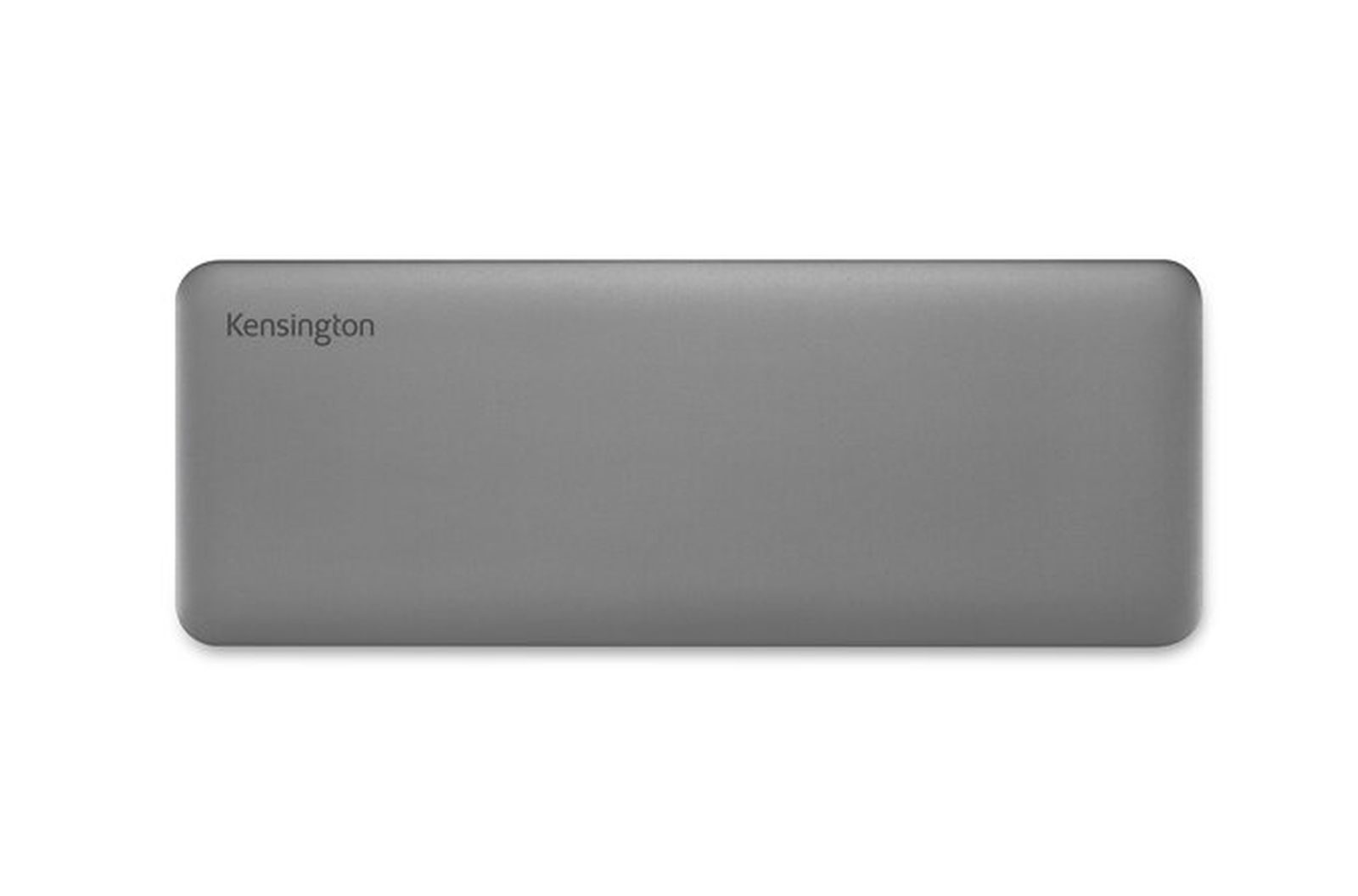 Ein graues rechteckiges Kensington-Gerät mit abgerundeten Ecken. Der Markenname ist links oben aufgedruckt. Weißer Hintergrund.
