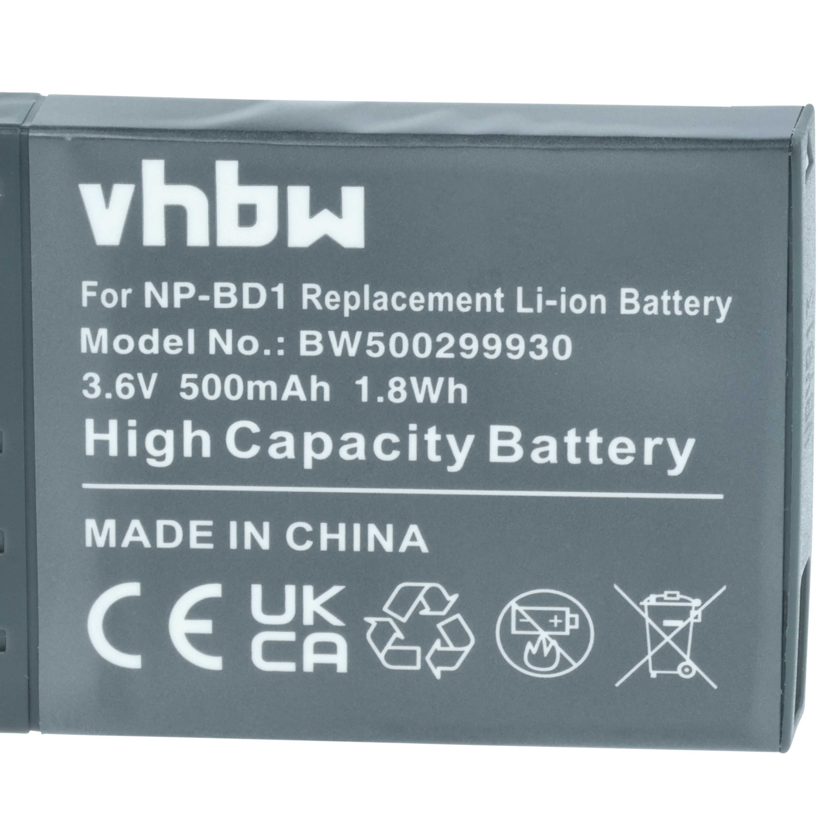 Graue Batterie mit weißem Text. Es steht 'vhbw', 'High Capacity Battery' und andere Spezifikationen. Hergestellt in China.
