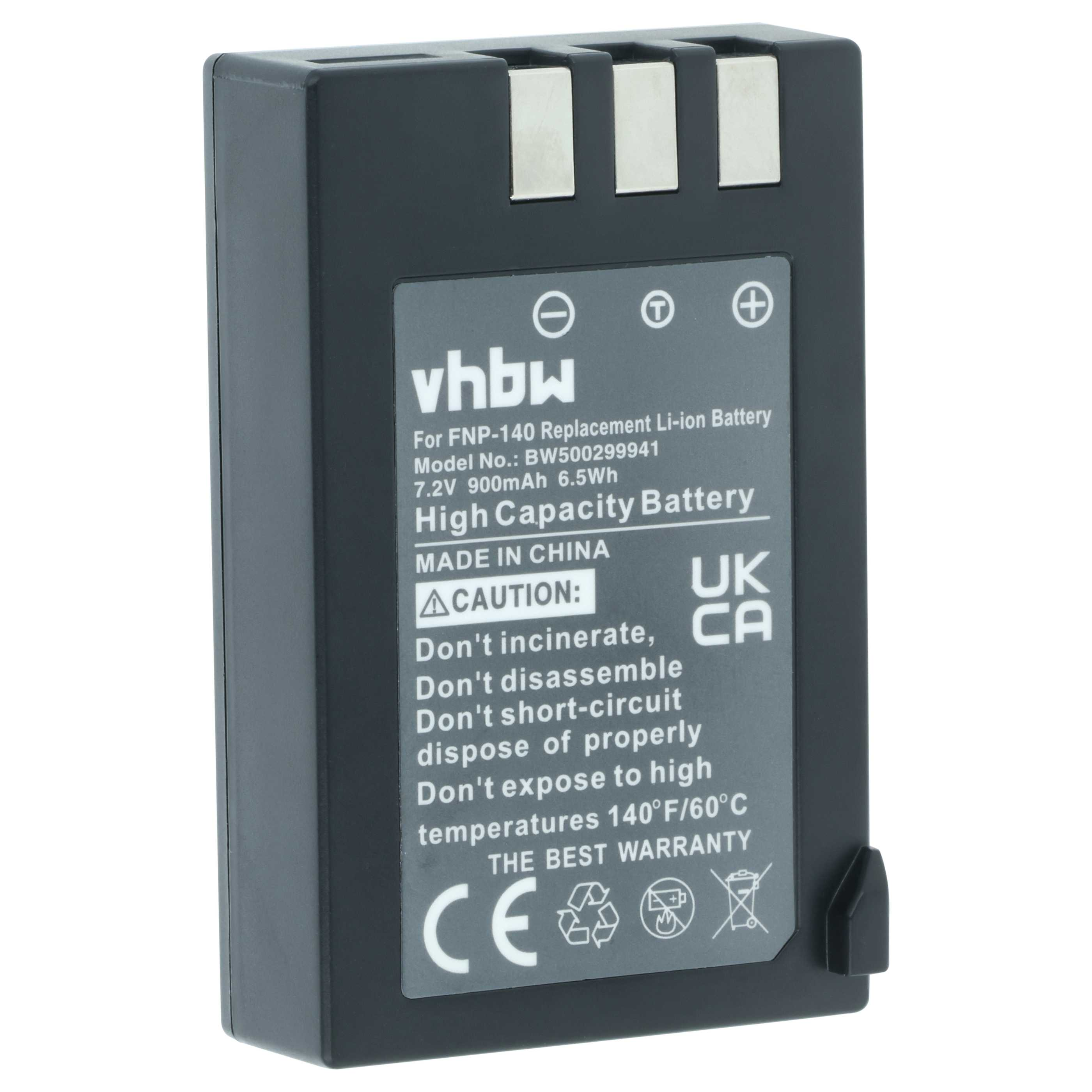 Ein schwarzes Akkupack mit Etikett. Das Etikett hat Text und Symbole. Es steht 'High Capacity Battery' und 'CAUTION'.