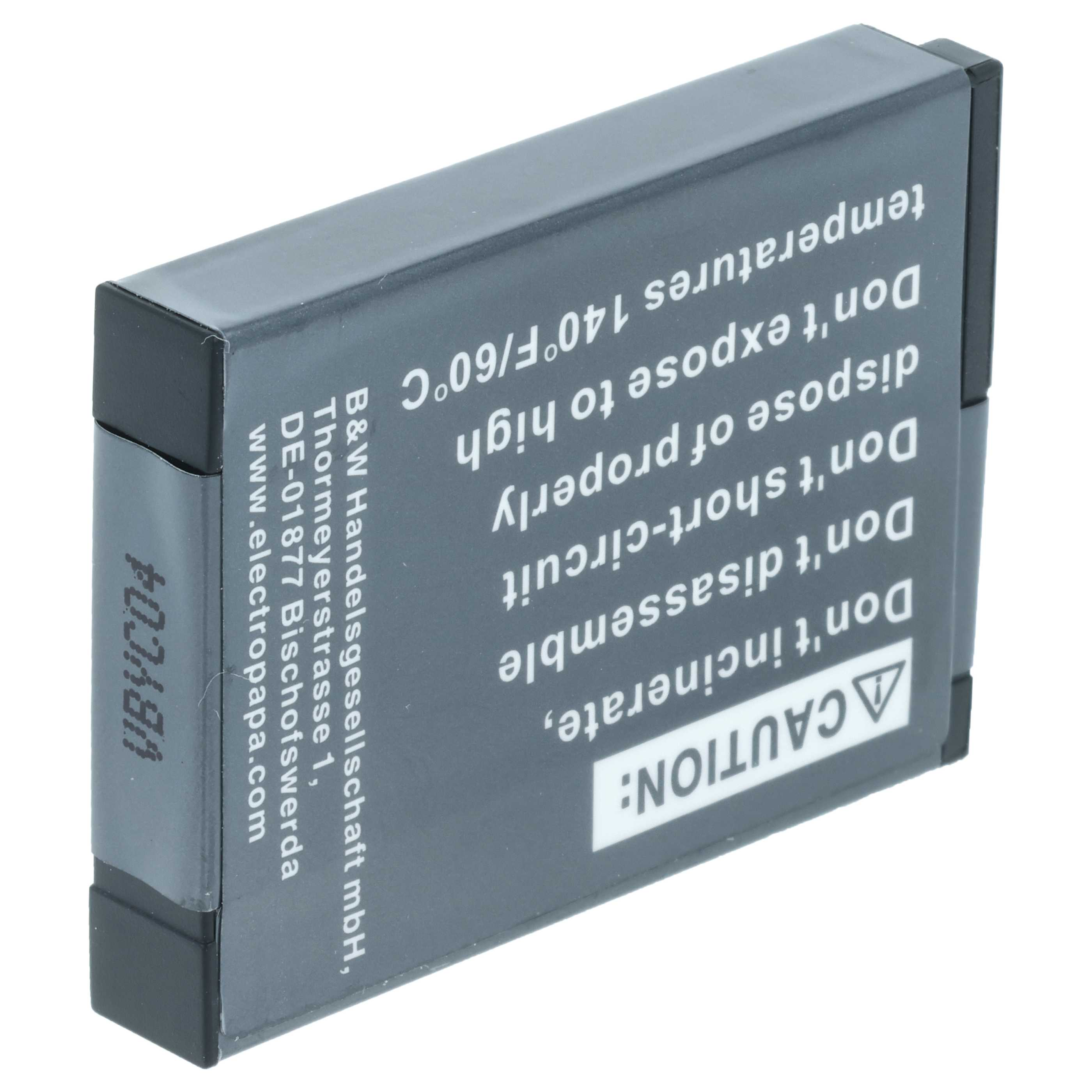 Graue Batterie mit Warnhinweisen und Text, vor weißem Hintergrund.