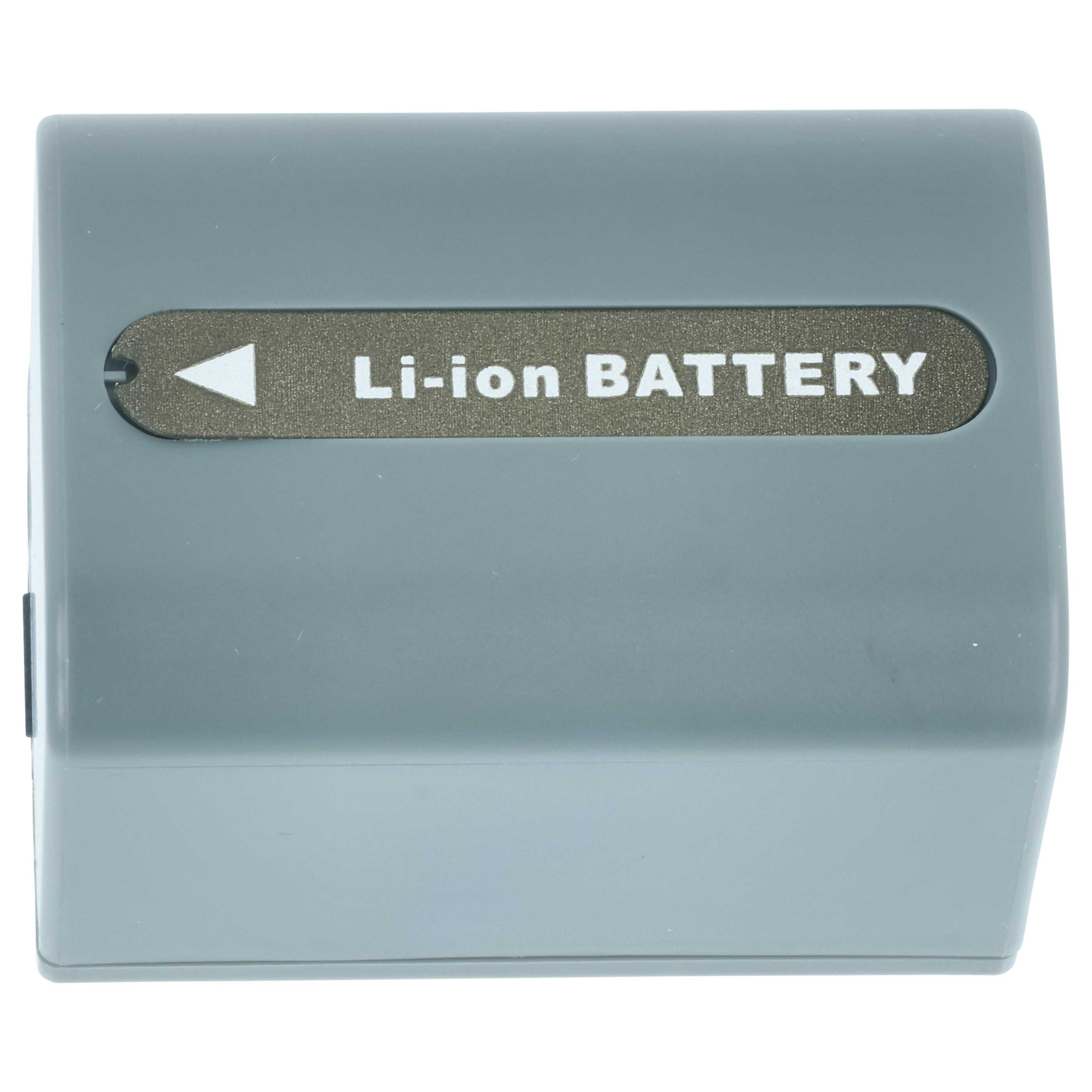 Ein grauer Li-Ionen-Akku. Der Text 'Li-ion BATTERY' befindet sich auf einem dunklen Etikett.