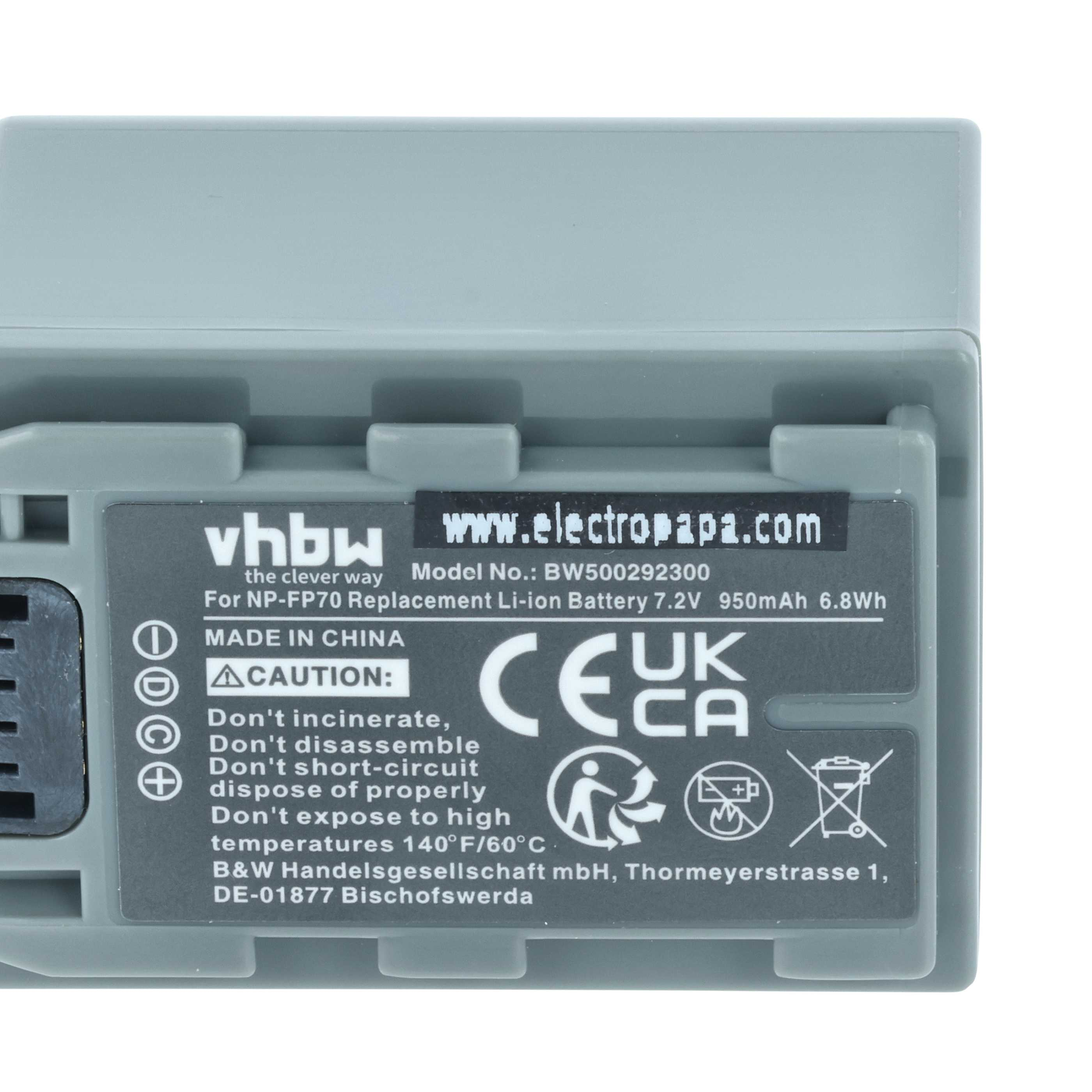 Graue Batterie mit Text und Symbolen. Der Text enthält 'www.electropapa.com', 'Made in China' und Vorsichtssymbole.