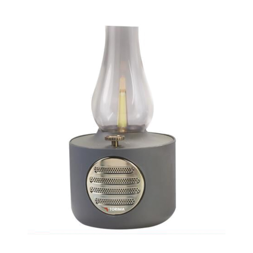 TORIMA D53 Vintage Gaz Lambası Ayarlanabilir Işıklı USB Şarjlı Taşınabilir Speaker Bluetooth Hoparlör Gri