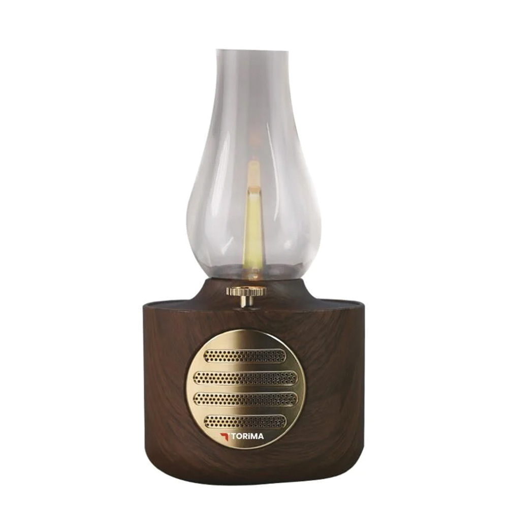 TORIMA D53 Ahşap Vintage Gaz Lambası Taşınabilir Speaker Ayarlanabilir Işıklı USB Şarjlı Bluetooth Hoparlör Ahşap