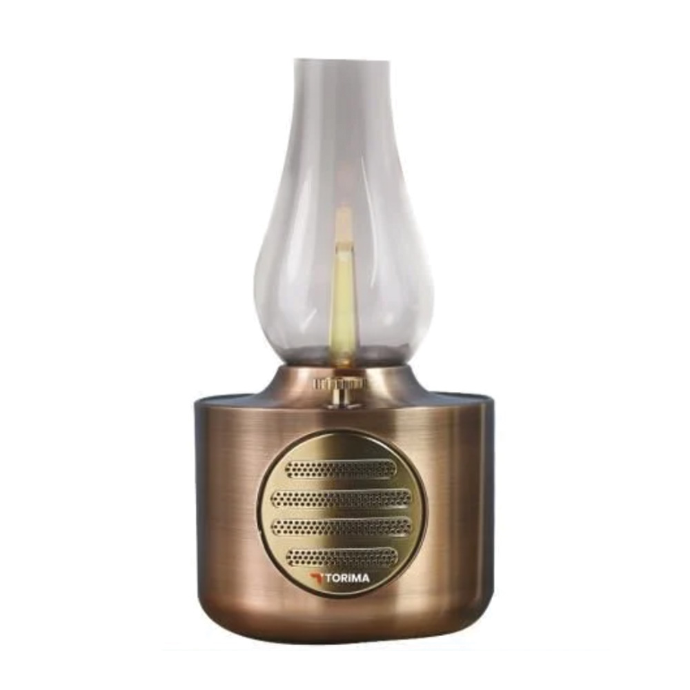 TORIMA D53 Vintage Gaz Lambası Ayarlanabilir Işıklı USB Şarjlı Taşınabilir Speaker Bluetooth Hoparlör Bakır