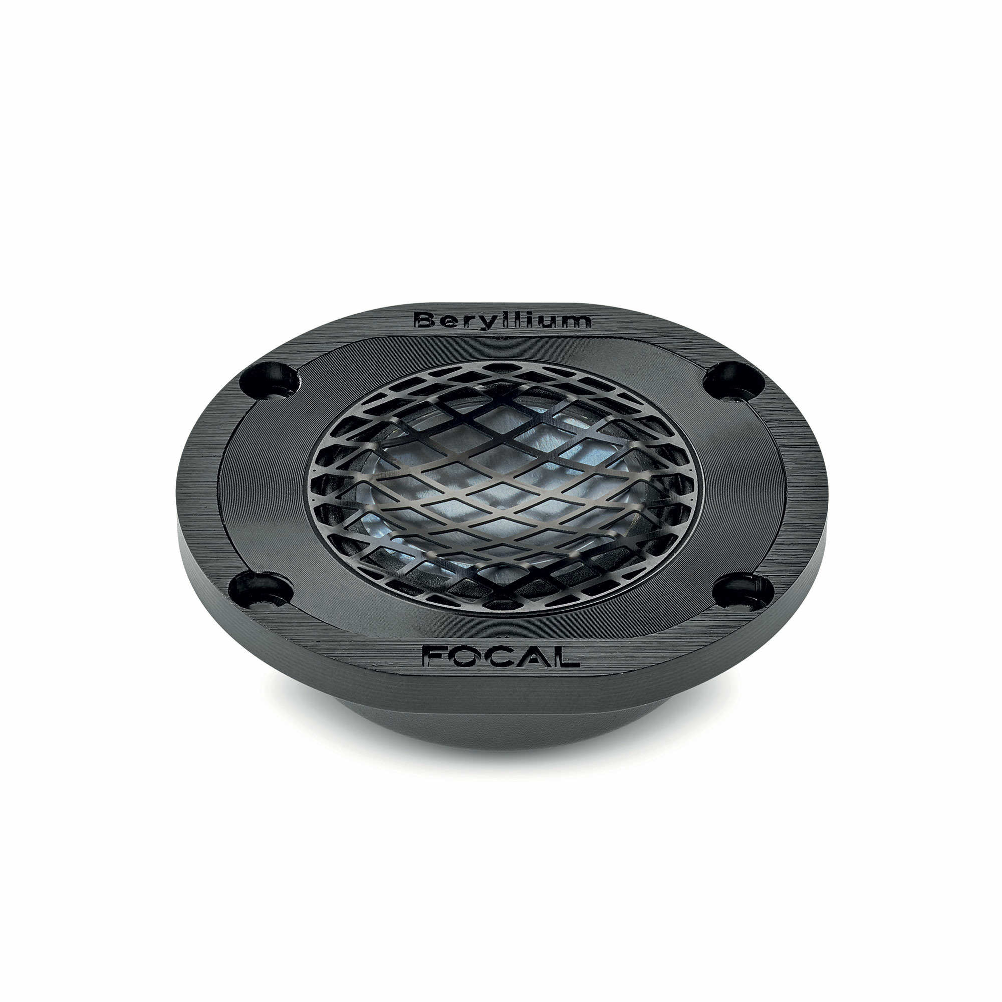 Schwarze Lautsprecherkomponente mit Gitter. Das Wort 'Beryllium' steht oben, 'FOCAL' unten.