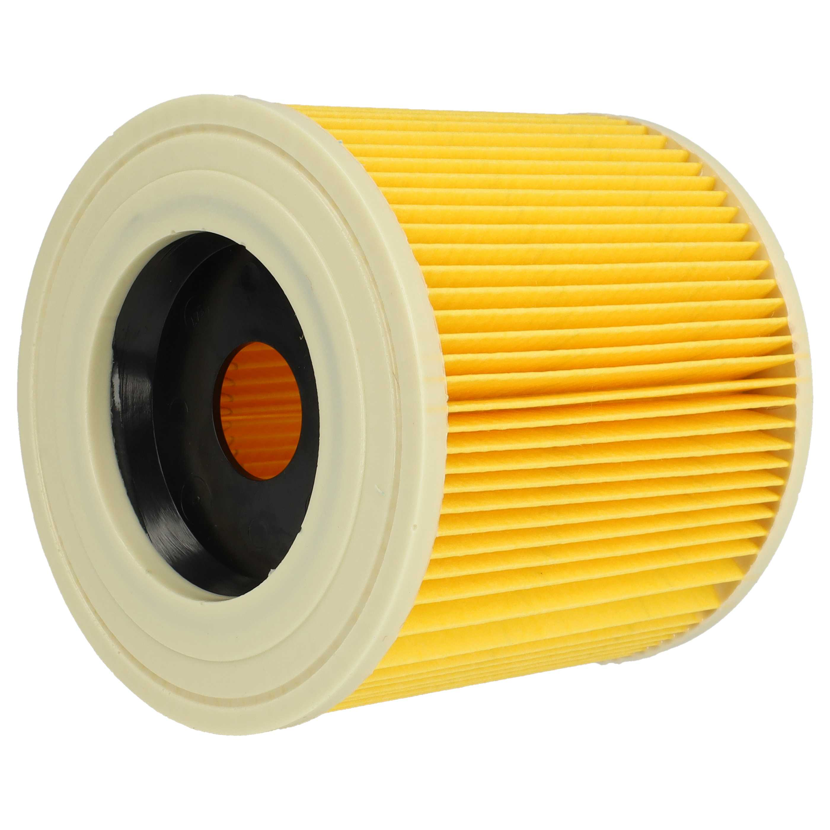 Gelb gefalteter Filter mit schwarzen und weißen kreisförmigen Kanten. Die Mitte ist ein dunkles Loch.